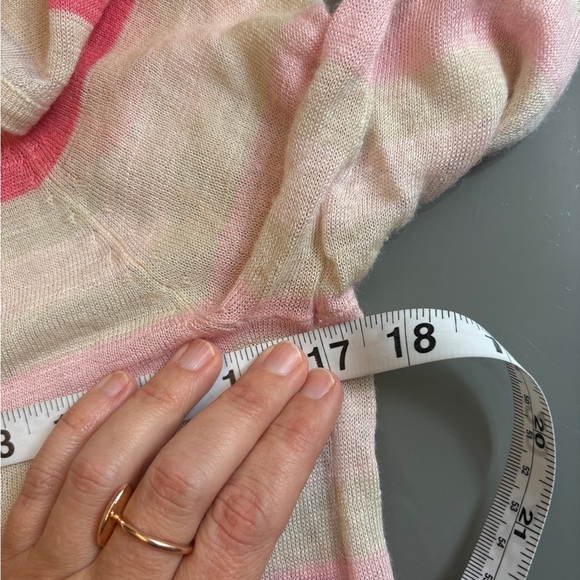 LOFT Pink and Cream Stripes Boat Neck 3/4 length sleeve sheer Sweater size Small - Picture 5 of 6